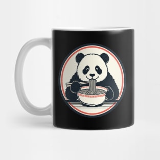 Panda Eating Ramen Retro Mug